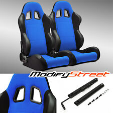 2 X Blue Pineapple Fabricpvc Leather Leftright Racing Car Seats Slider