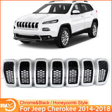 Front Grille Inserts Honeycomb Mesh Grill Chrome For Jeep Cherokee 2014-2018