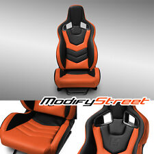 Reclinable Pvc Racing Seats Universal Car Seat Black-orange Evo-series Wsliders