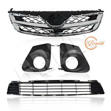For 11-13 Toyota Corolla Front Upper Lower Grillefog Lamp Covers Setchrome