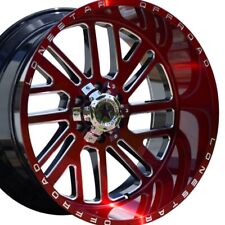 22 Brushed Red Lonestar Tomahawk Wheels 22x12 6x5.5 -44 Fits Chevy 1500 Tahoe