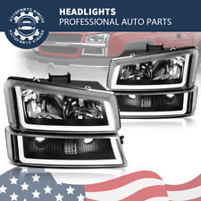 Black Clear Led Drl Headlights Headlamps Set For 2003-2007 Chevy Silverado 1500