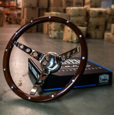 15 Dark Wood Steering Wheel Wood Grip Vintage - 3 Hole For Chevy Gmc