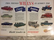 2 1953 Willys Jeep Wagoneer Farm Power 2 Page Car Ad Print 1954 1955