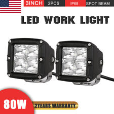 3 Inch Pair Led Off Road Lights Spot Driving Work Square Fog Headlight Boat Suv