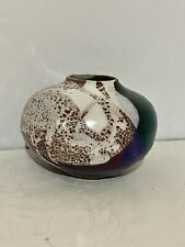 Darrin Overton Signed Studio Stoneware Art Pottery Drip Glazed Vase Mcm Style