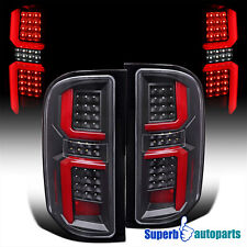 Fits 2007-2013 Chevy Silverado 1500 2500 3500hd Black Tail Lights Red Led Bars
