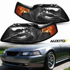 New Black Amber Headlights Assembly For 1999-2004 Ford Mustang 99 00 01 02 03 04