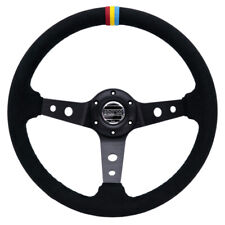 14inch Spc Suede Leather Deep Dish Sport Steering Wheel Fit Momo Nrg Hkb Omp Hub