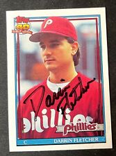 Darrin Fletcher Ip Auto Autograph 1991 Topps 9 Card Philadelphia Phillies