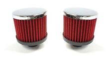 Pair Chrome Valve Cover Push In Breathers Red Filter Open For 1-14 Hole