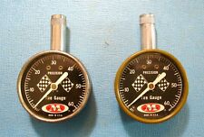 Two Vintage Precision Tire Gauge M Accu-gage 60 Psi Checkered Flag Air Pressure