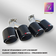Quad 4out Carbon Fiber Exhaust Tip- 2.5inlet- Pair Of Staggered Lr Angle Cut