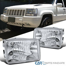 Fits 93-98 Jeep Grand Cherokee Replacement Clear Headlights Head Lamps Pair
