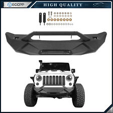 Textured Heavy Steel Front Bumper W Winch Plate For 2007-2018 Jeep Wrangler Jk