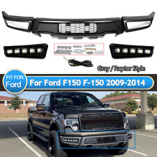 Steel Gray Front Bumper Kit Wled Drl Raptor Style For 2009-2014 Ford F150 F-150
