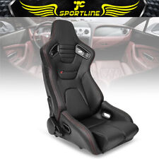 Bucket Racing Seat Universal Reclinable Right Side Dual Slider Black Pu Leather