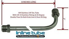 38 Fuel Line 8 Inch Stainless Steel 90 Degree Bend Flared 58-18 Tube Nuts