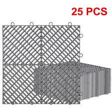 Rubber Tiles Interlocking Garage Floor Tiles 12x12x0.5 Inch 25pcs Deck Tile Gray