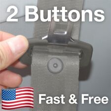 Snaps On 2 Seat Belt Button Buckle Stop - Universal Fit Stopper Kit In Gray