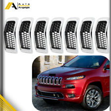 7x Chrome Black Honeycomb Mesh Grille Grill Inserts For Jeep Cherokee 2014-2018