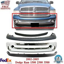 Front Bumper Chrome Steel Kit With Fog Holes For 2002-2005 Dodge Ram 1500-3500