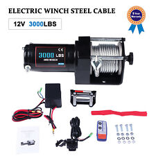 3000lbs 12v Electric Winch Steel Cable Rope Atv Utv Truck Trailer Off Road Usa