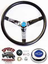 1948-1959 Chevy Pickup Steering Wheel Blue Bowtie 14 34 Vintage Chrome
