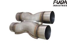 Universal Crossover X Pipe Dual 3.0 Inout Stainless Steel Muffler Exhaust Tip