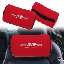 2pcs Mugen Power Red Fabric Embroidery Car Seat Neck Cushion Pillow Headrest