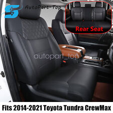 Fits 2014-2020 2021 Toyota Tundra Crew Cab Seat Cover Full Set Pu Leather Black