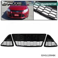 Fit For 2012 2013 2014 Ford Focus 3pcs Honeycomb Front Bumper Lower Grille Grill