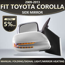 For 2009-2013 Toyota Corolla Side View Mirrors Folding Pair Silver Led 5 Pins