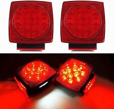 Pair Rear Led Submersible Square Trailer Tail Lights Boat Truck Waterproof 80