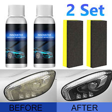 2 Set Car Headlight Restoration Fluid Repair Kit Plastic Light Polish Cleaner