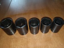 Snap On Tools 5 Pc 12 Drive 6 Point Sae Flank Drive Shallow Impact Sockets New