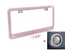 Bling Pink Crystal Diamond Metal License Plate Framepink Ring Emblemcaps