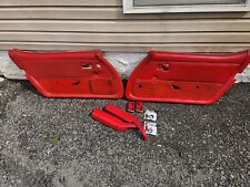 1979 Corvette C3 Red Door Panels Complete Pair Used Manual Windows With Armrests