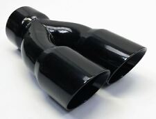Exhaust Tip 3.00 Inlet Dual 3.00 X 9.75 Long Round Double Wall Black 304 Stain