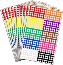 6000 Pack 14 Small Colored Dot Stickers Round Labels - 10 Colors
