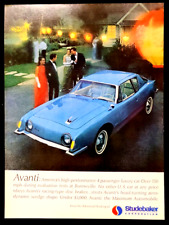 Blue Studebaker Avanti Original 1963 Vintage Print Ad