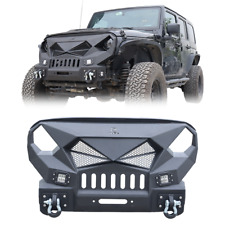 Mad Max Grill Guard Front Bumper Wwinch Plate For 2007-2018 Jeep Wrangler Jk