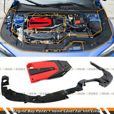 For 22-24 Honda Civic Engine Bay Side Panel Shields Jdm Red Black Valve Cover
