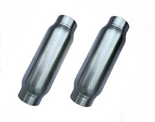 Pair Of 3.0 Inlet Outlet - 12 Length Exhaust Muffler Resonator Ss