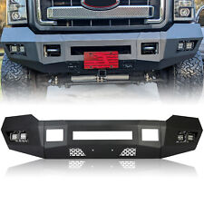 For 2011-2016 Black Front Bumper W Leds 24wd Ford F250 F350 Heavy Duty Steel