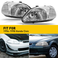 For 96-98 Honda Civic Ejem Black Housing Headlight Clear Corner Signal Lamp O