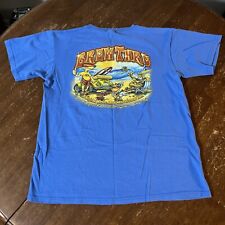Vintage 100 Cotton Blue Graphic T-shirt Mens Medium Brew Thru Surfing Obx
