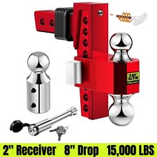 8 Adjustable Drop Hitch 2 Receiver Trailer Hitch For Truck Anti-rattle Red