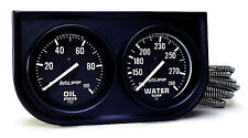 Auto Meter Autogage 2 Gauge Oil Press Water Temp Black Console 2-116 Black