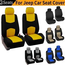 For Jeep Flat Cloth Car Front Seat Covers 2-seats Cushion Protector Pad Full Set